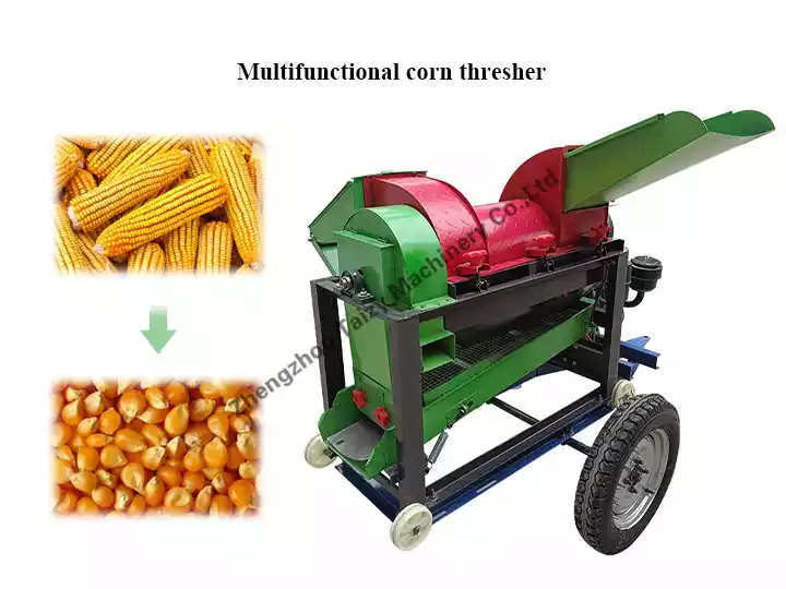 Corn peeling and threshing machien
