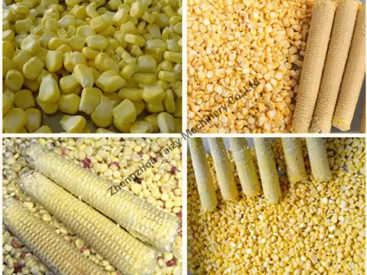 produits finaux de la décortiqueuse de maïs sucré
